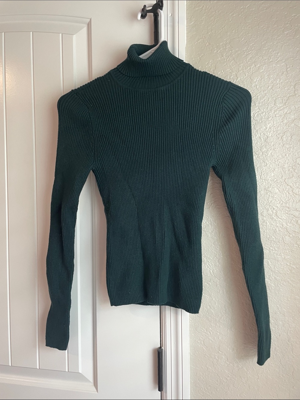 Express Dark Green Ribbed Turtleneck Sweater